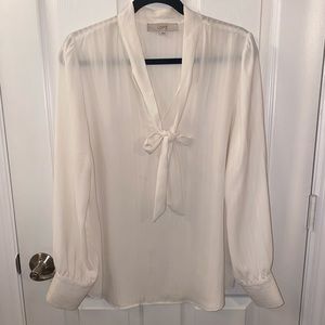 Cream tie front blouse